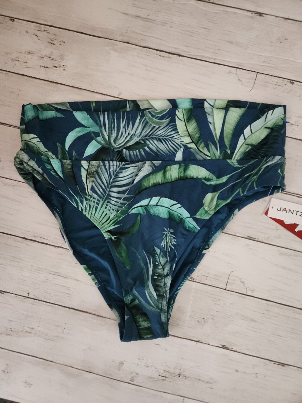 NWT Womens Jantzen Swim Hipster Bikini Bottom Palm Print Botanic Size 18 Green